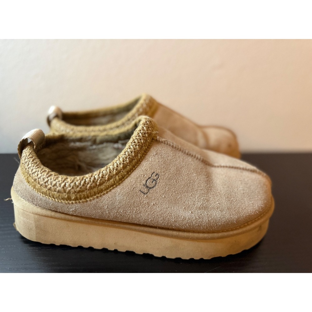 UGG Tasman Platform Suede Slippers Chestnut Tan Women 8 Slip On Shoes